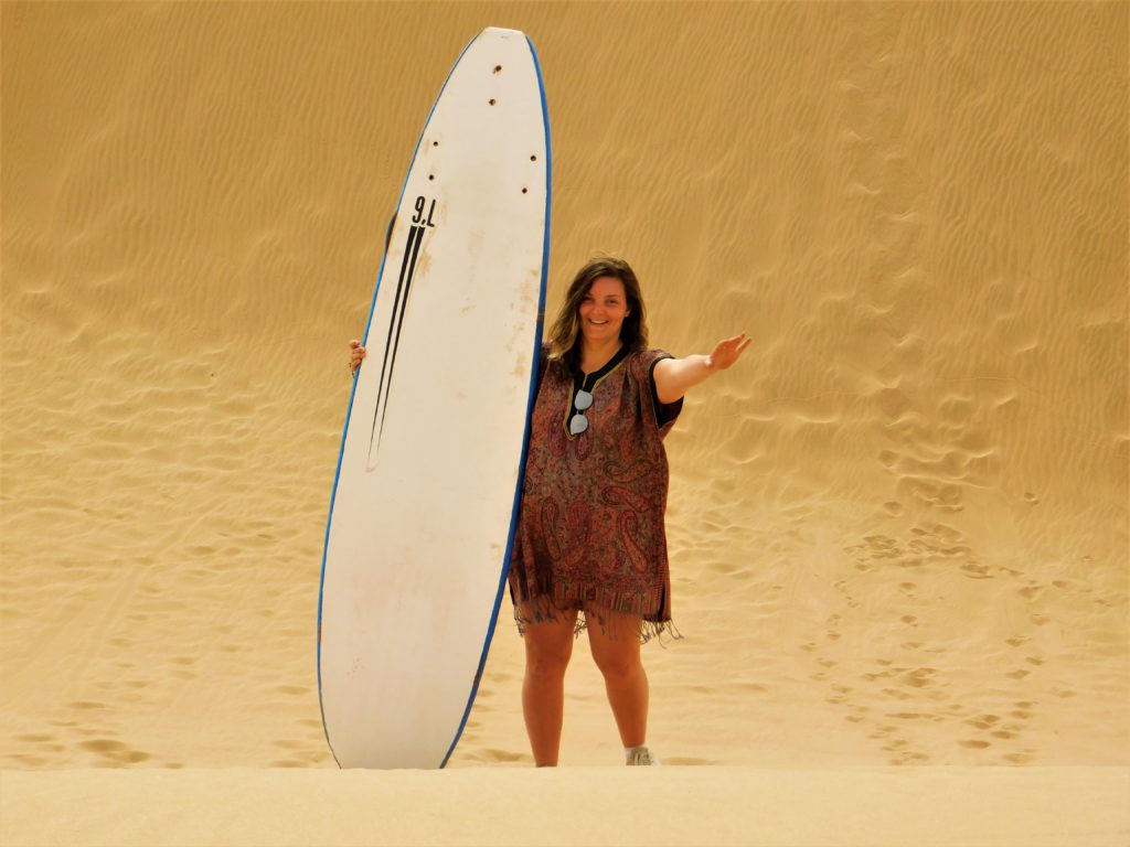 Sandboarding in the small sahara