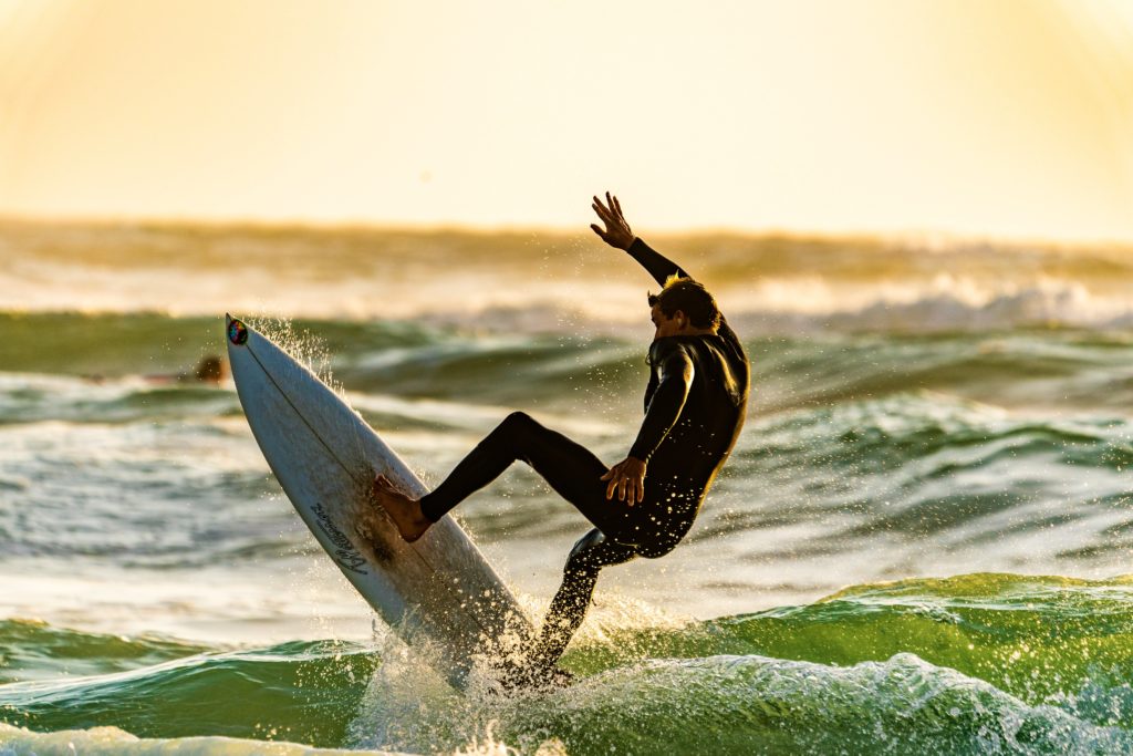 Surfer that is surfing in Taghazout, Morocco. Nice waves and swell during a surfcamp in Morocco