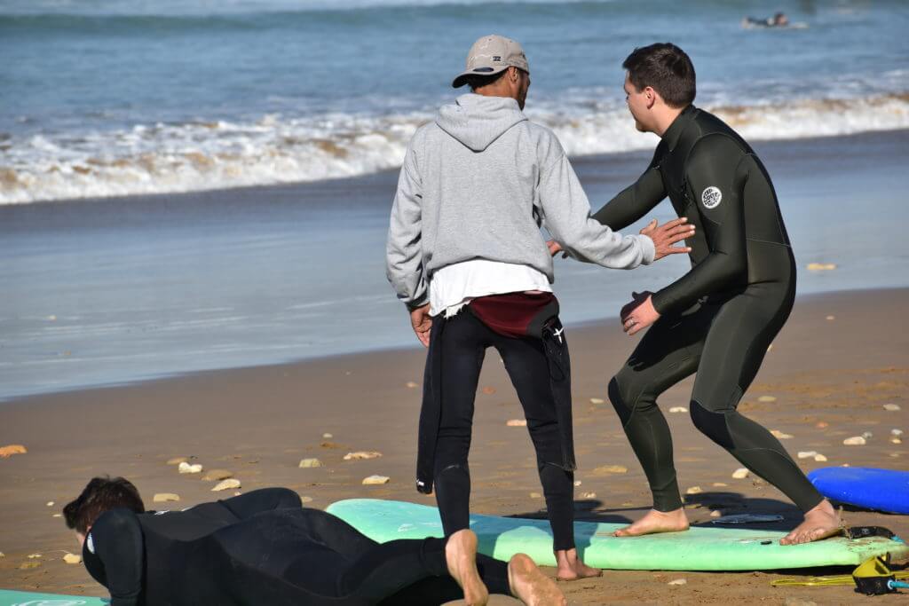 Beginner surflesson at the beginner surf camp in Morocco