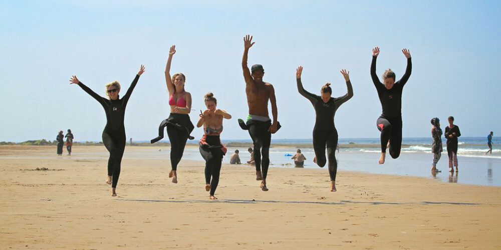 Surf lessons for beginners, warming up